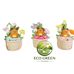 Plantes en pot au crochet faites à la main en gros, fleurs artificielles, mini décoration de bureau pour la maison, cadeaux de la fête des mères - Product Image 1