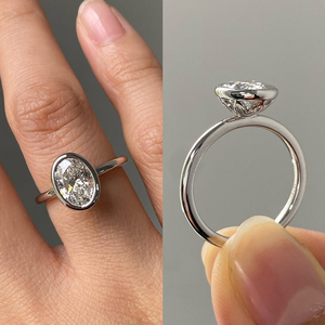 แหวนหมั้นเพชรทรงรี 2 กะรัต เพชรเลี้ยงในห้องปฏิบัติการ ตัวเรือนทอง 14K ประดับเพชรเม็ดเดี่ยว รับรองโดย IGI เครื่องประดับเจ้าสาวที่ผลิตขึ้นอย่างยั่งยืน - Product Image 5