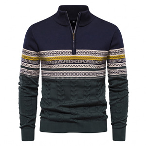 Pull tricoté à demi-zip pour homme, idéal pour l'hiver décontracté – Vêtement masculin à manches longues - Product Image 5