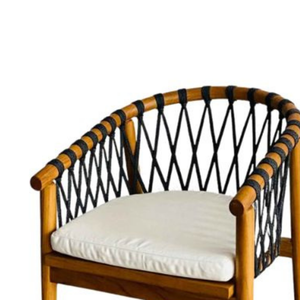 Niara Armchair Made Of Solid Teak <b>Wood</b> <b>Frame</b> With Wove Rope For and Cushion For Indoor Use. - Product Image 6
