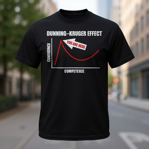T-shirt à col rond et manches courtes pour hommes, avec motif graphique Dunning Kruger Effect, conception de la courbe de la confiance et des biais cognitifs - Product Image 3