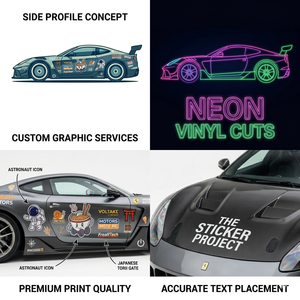 Custom Vinyl <b>Car</b> Stickers Body <b>Decals</b> Cartoon Style Self-Adhesive Waterproof UV Resistant for Vehicle Styling - Product Image 1