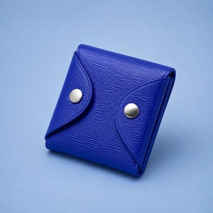 Porte-cartes de luxe bleu imprimé sérigraphié, design minimaliste, fermeture à bouton, pour cartes de visite 4/6 pouces, rangement pour pièces de monnaie, usage quotidien - Product Image 3