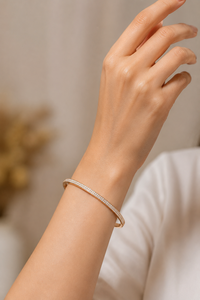 Brazalete de Moissanita en Plata de Ley 925 con Baño de Oro Rosa y Cierre de Resorte, Regalo para Mujer KLSB20511 - Product Image 5