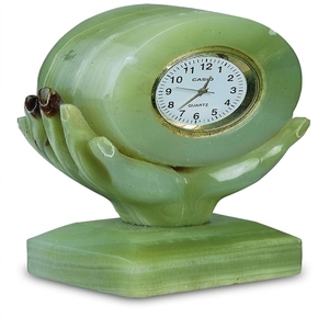 Croxx Cd-dc1 Intricate Dolphin Design Green Onyx Quartz Analog Desk <b>Table</b> <b>Clock</b> Timepiece Holder OEM ODM - Product Image 6
