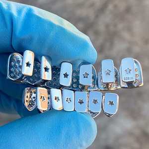 Grillz de Lujo Estilo Hip Hop con Diamantes Moissanite VVS de Corte Brillante Redondo, Plata de Ley 925, Diseño Iced Out - Product Image 2