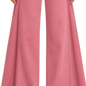 Custom Pink <b>Women</b> Wide Leg <b>Jeans</b> High Waist Loose Fit Denim Pants Casual Streetwear Fashion Trousers Trendy Baggy Style Apparel - Product Image 5