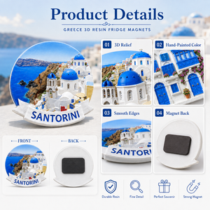 Aimants de souvenir grecs personnalisés en polyrésine 3D, directement de l'usine, Santorin, <span class=keywords><strong>Athènes</strong></span>, Délphes, aimants pour réfrigérateur - Product Image 4