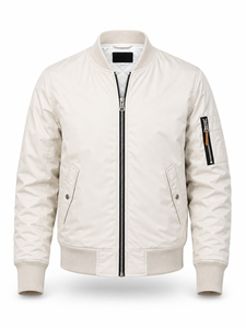 Veste d'hiver pour homme de haute qualité, style streetwear, col montant, séchage rapide, non-tissé, 100% coton, nylon, daim, fermeture éclair, couleur unie - Product Image 1
