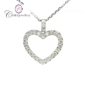TENDANCE 18K AU750 SOILD PENDENTIF COEUR EN OR BLANC DIAMANT NATUREL POUR LES AMOUREUX - Product Image 1