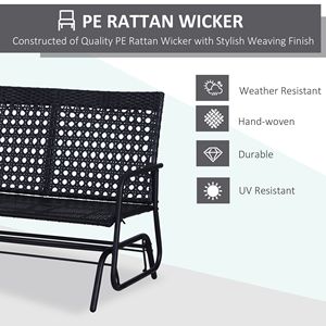 Panca a dondolo da esterno intrecciata per 2 persone con cuscini e design ergonomico - Product Image 5