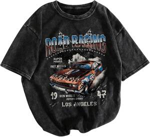 Camiseta Oversize Estampada de Los Ángeles para Hombre, 100% Algodón, Manga Corta, Cuello Redondo, Estilo Urbano, Diseño Gráfico - Product Image 2