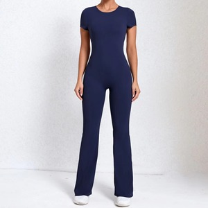Combinaison évasée dos ouvert personnalisée de haute qualité pour femme, idéale pour la gym, le sport, une pièce moulante push-up pour l'entraînement et le fitness - Product Image 5