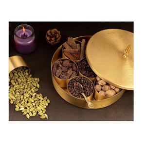 Boîte à épices artisanale en laiton avec cuillère, 7 compartiments, 100 ml, accessoires de cuisine, plaqué or - Product Image 5