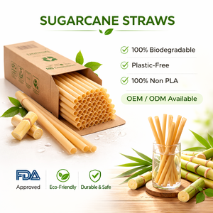 Pajitas de Papel Biodegradables 100% de Caña de Azúcar al por Mayor, Color Natural Ecológico para Restaurantes y Eventos, para Viajes - Product Image 1