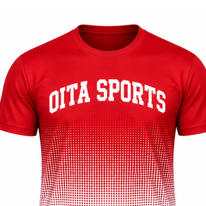 T-shirt de sublimation dégradé rouge et blanc pour homme, manches courtes, col rond, imprimé personnalisé, pour entraînement sportif et tenue d'équipe - Product Image 3