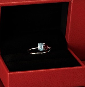 Natural Blue Topaz Garnet <b>Emerald</b> Cut 925 Sterling <b>Silver</b> White Gold Plated Luxury Dainty Gemstone <b>Ring</b> Elegant Handmade Jewelry - Product Image 2