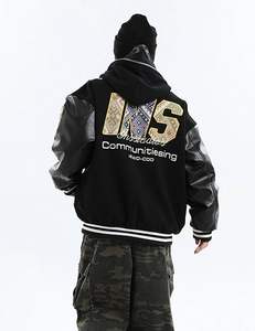 Chaqueta de Béisbol Varsity Unisex O Magic Negra con Mangas de Lana, Cuello Alto y Logotipo Frontal para Invierno - Product Image 5