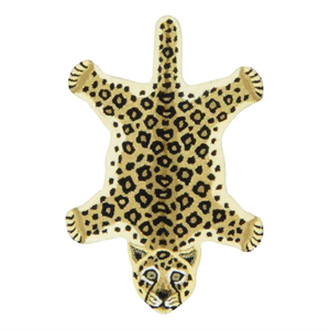 Tapis de sol pour enfants moderne en laine douce tuftée à la main, tapis de zone en forme d'animal léopard marron, tapis d'appoint mignon en forme de silhouette de guépard sauvage - Product Image 4