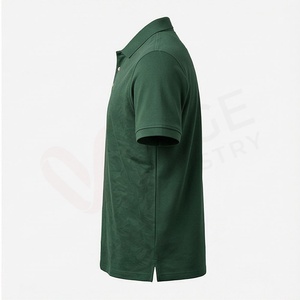 Polo en piqué vert à manches courtes pour homme, décontracté, respirant, coupe classique, design tricoté uni - Product Image 3
