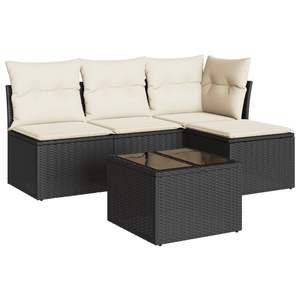 Conjunto de Sofá de Jardín con Patas Ajustables, Mediano, Negro, Ratán PE, Muebles Elegantes para Exteriores - Product Image 2