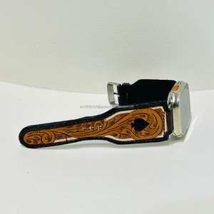 Nouvel arrivage de bracelet de montre en cuir véritable fait à la main, design personnalisé, floral, peint, boho, western, remplacement - Product Image 2