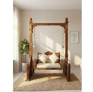Columpio de Madera Maciza Hecho a Mano de Lujo, Diseño Tradicional, para Exteriores, Estilo Rústico, de 3 Plazas, para Decoración de Sala de Estar - Product Image 1