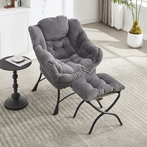 Fauteuil de salon moderne rembourré avec accoudoirs, fauteuil inclinable et ottoman, chaise longue moderne pour la lecture et la détente - Product Image 2