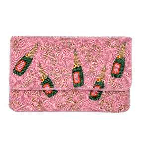 Champagne Pink Beaded Clutch Beaded Bag Cheers Beaded <b>Purse</b> <b>Cute</b> Birthday Gifts Perfect Gift For Champagne Lover Gifts - Product Image 1