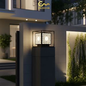 Lampe de poteau extérieure élégante pour villa, jardin, hôtel, revêtement en poudre antirouille, lampe décorative de poteau, 3500K blanc chaud, 200V - Product Image 3