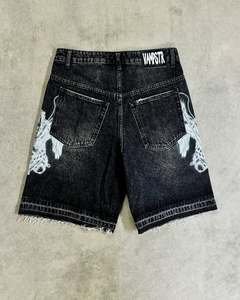 Jorts de Mezclilla Resistentes con Estampado Personalizado de Alta Calidad, Estilo Urbano Vintage, Lavado Ácido, Desgastado, Casual de Verano, Hip Hop, con Detalle de Botones - Product Image 2