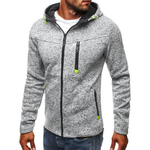 Sudadera con capucha y cremallera de invierno Premium Inland Industries |   Sudadera de Forro Polar Grueso Color Gris Melange para Hombre, Ropa Deportiva Informal |   Regular - Product Image 3