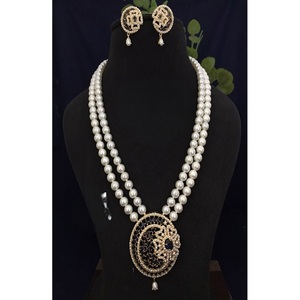Atractivo Juego de Pendientes Kundan Mala de Moissanita Larga Chapada en Oro de Primera Calidad, Joyería de Diseño para Mujer para Bodas y Fiestas - Product Image 1