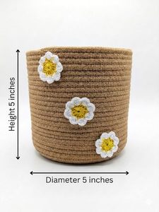 Multipurpose Handmade Jute Rope Braided Desk Organizer <b>Basket</b> Round Storage <b>Basket</b> for Shelves Home Office Decor - Product Image 2
