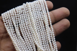 Perlas Redondas Lisas de Agua Dulce Naturales de Calidad AAA, 3mm, 5 Pulgadas, Hilo Personalizable, Peso Ajustable para la Fabricación de Joyas - Product Image 4