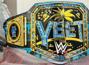 เข็มขัดแชมป์มวยปล้ำรุ่นเฮฟวี่เวทแบบกำหนดเอง W-W-E YEET หนา 2 มม. - แผ่นโลหะชุบทองและสายหนัง - Product Image 3