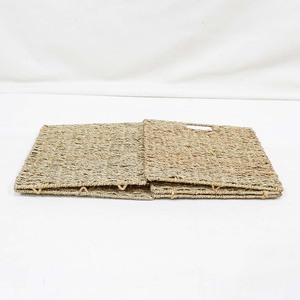 Hot Selling Seagrass Cube Storage Basket Foldable Closet Organizer <b>Bin</b> with Built in Handles - Product Image 3