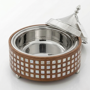 Traditional Modern Mother Pearl Inlay Stainless Steel <b>Insulated</b> Thermal Casserole Hotpot Food Warmer Set Stainless Steel Lid - Product Image 3