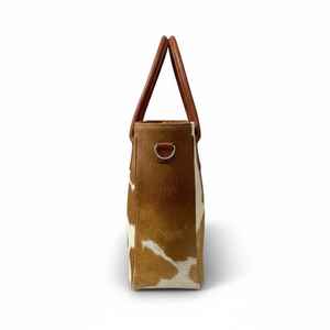 Bolso Tote de Cuero Genuino con Pelo, Estilo Vintage, Color Sólido, con Cremallera y Bordado, Opciones Personalizables - Bolso de Mano para Mujer - Product Image 4