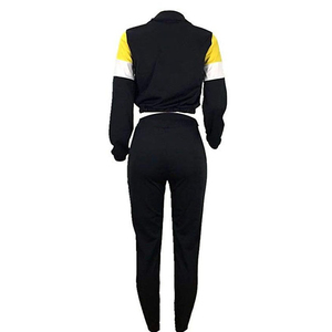 Women's Color Blocked Two Piece Tracksuit <b>Set</b> With Zipper Sporty Style Full Sleeve <b>Knitted</b> Spandex Polyester Regular Fit - Product Image 3