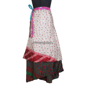 100 Formas de Usar el Pañuelo Mágico de Seda Vintage de la India de 38 Pulgadas, Pañuelo Largo de Seda Vintage para Mujer, Falda Envolvente de 2 Capas Reversible - Product Image 1