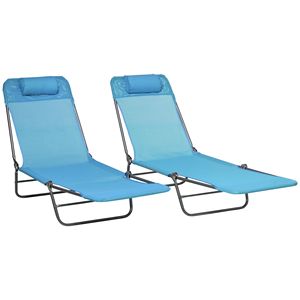 Set di 2 Sdraio Pieghevoli da Esterno per Piscina, Reclinabili con Schienale in Rete Traspirante, Cuscino per Prendere il Sole, Lettini Prendisole di Qualità Premium - Product Image 1