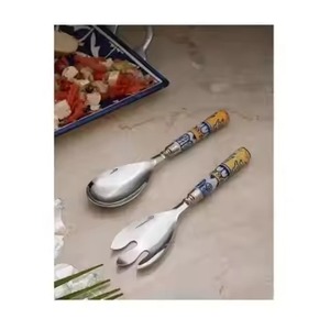 Stainless Steel Metal Salad <b>Server</b> Set Salad Serving Spoon Fork Set <b>Buffet</b> Serving Utensils Kitchen Tableware - Product Image 4