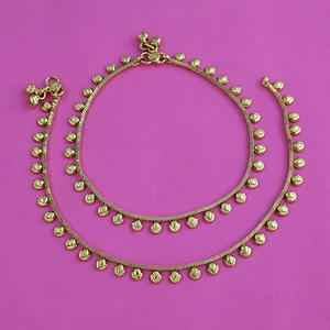 Artificial Fashion Jewellery Wholesalers in India Antique Plain <b>Gold</b> Payal with <b>Gold</b> Plating 232840 - Product Image 1