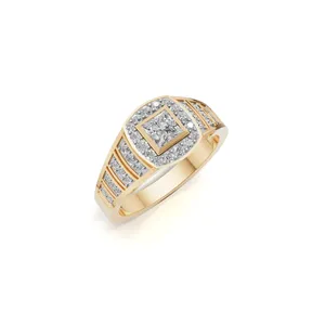 Anillo de Diamantes Halo con Barras Paralelas para Hombre, con Diamantes de Corte Redondo y Princesa, 39 Piezas de Diamantes - Product Image 4