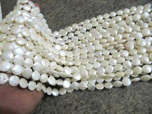 Perles naturelles en forme de pièce de monnaie, taille 11-12 mm, brin de perles de 16 pouces de long - Product Image 2