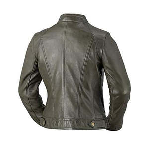 Chaqueta de Motocicleta para Mujer, Estilo Café Racer, de Lona Transpirable, Corte Ajustado, Cuello Mao, Botón Único, con Bolsillos con Cremallera - Product Image 5
