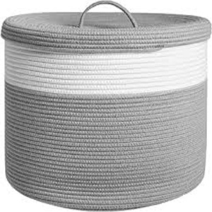 Clothing Organizer Foldable Collapsible Stackable 100% Cotton Woven Eco-Friendly Durable Lightweight Portable Modern <b>Basket</b> - Product Image 5
