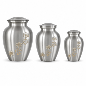 Pink Pet Cremation <b>Urns</b> for Dog <b>Cat</b> Ashes Silver Paw Print Metal Funeral <b>Urn</b> 3 Piece Set Large Small Keepsake Memorial <b>Urns</b> - Product Image 2