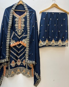 Indian Boutique Designer Traditional Embroidered Pink Chinon Suit with Heavy Dupatta <b>for</b> <b>Wedding</b> and Engagement Women's Dress - Product Image 2
